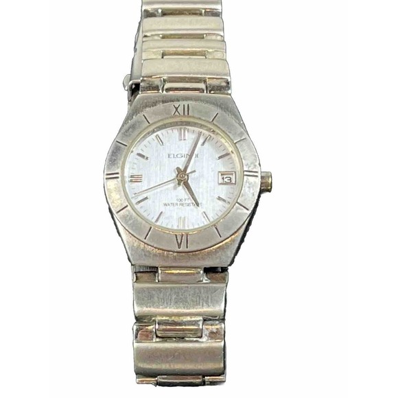 Vintage Elgin 2 Ladies Watch Silver Tone ELT005 VJ22A ~ New Battery